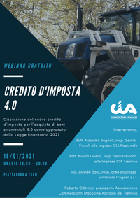 webinar gratuito CIA Trentino - CREDITO D'IMPOSTA 4.0
