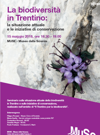 martedì 15 maggio 2018 dalle ore 16.30 alle 19- MUSE: La biodiversità in Trentino: la situazione attuale e le iniziative di conservazione	 		 	